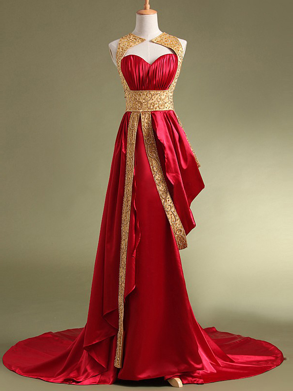 Draped Appliques Beading Vintage Evening Dress