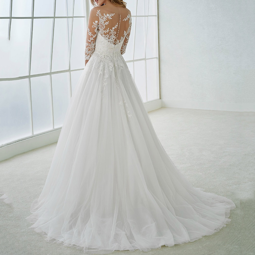 Empire V-Neck Floor-Length Lace A-Line Outdoor Wedding Dress 2022