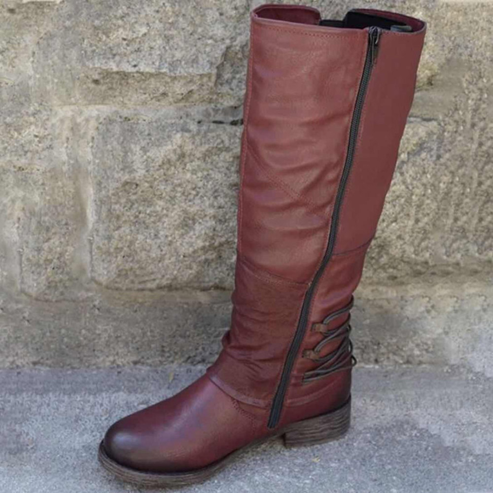 Side Zipper Plain Round Toe Professional Boots