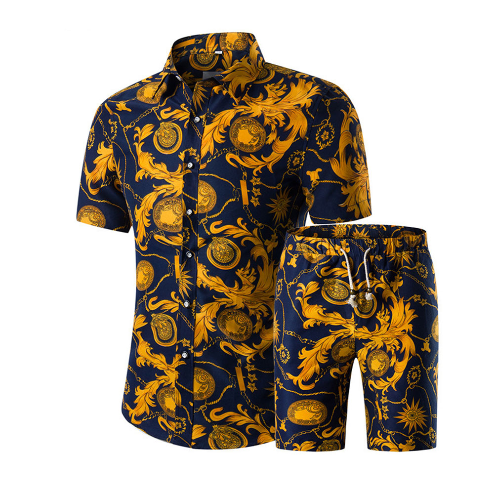 Casual Print Shirt Floral Summer Plus Size Men's Outfit
