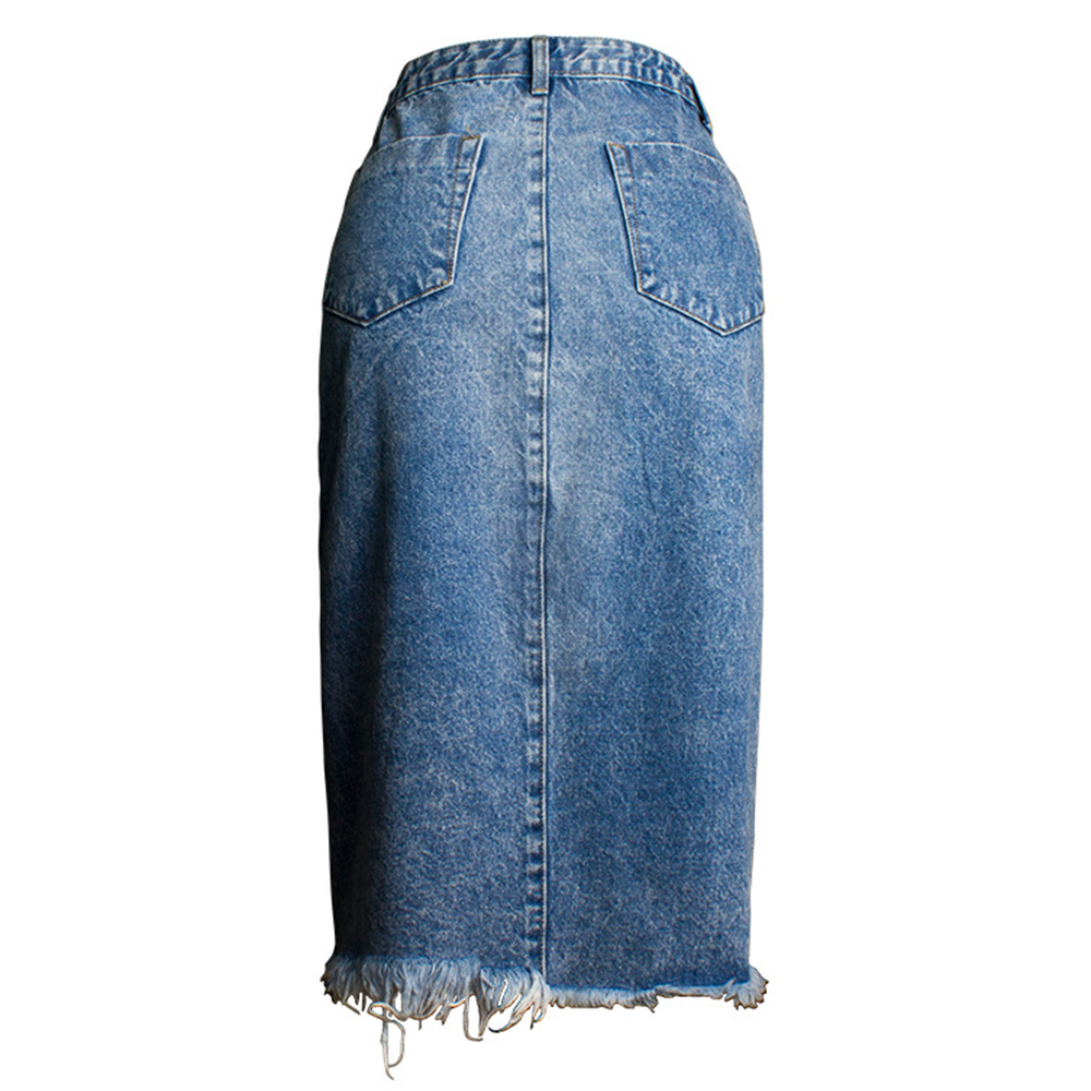 Front Split Asymmetric Bodycon Women's Denim Skirt