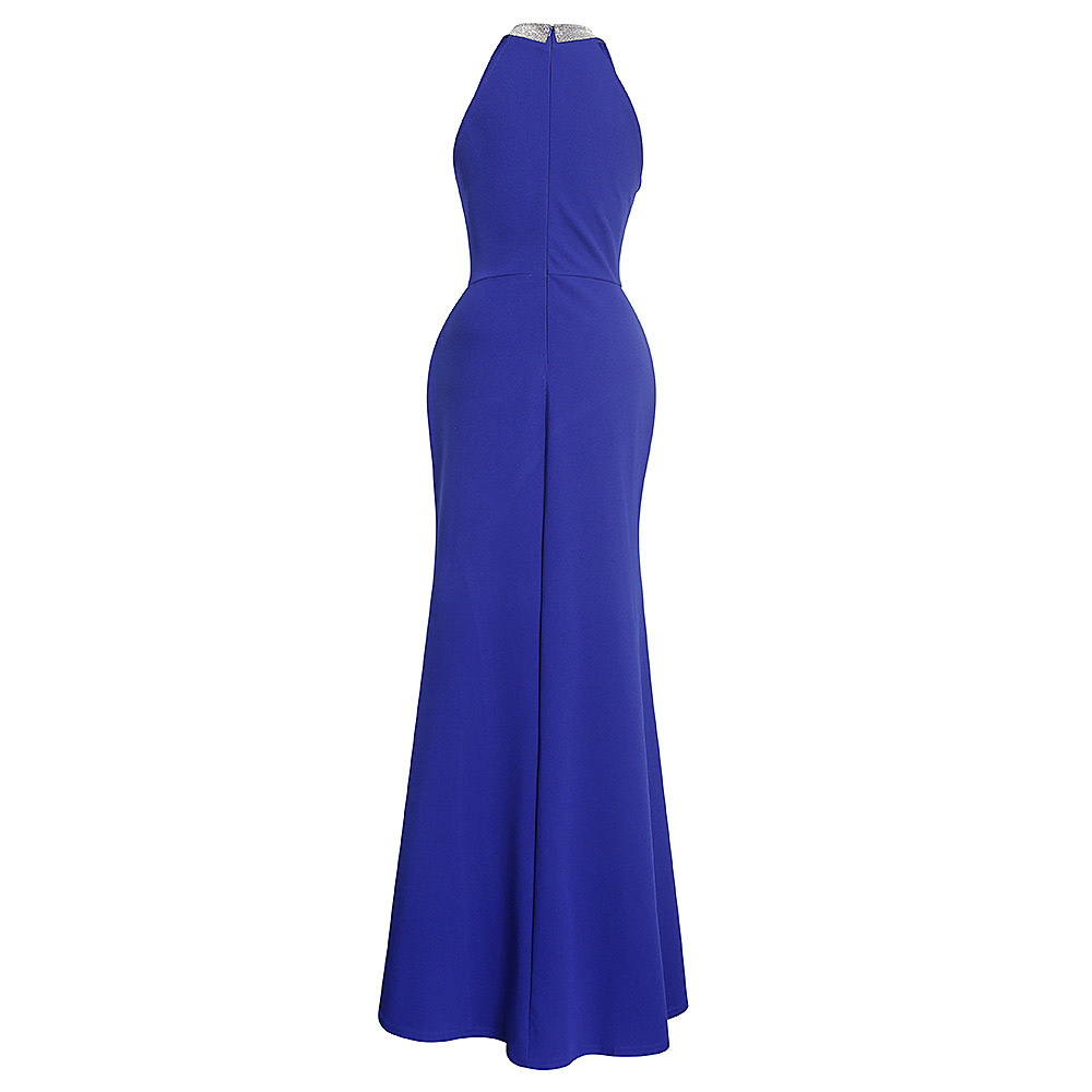 Stand Collar Floor-Length Sleeveless Zipper Mermaid Women's Dress