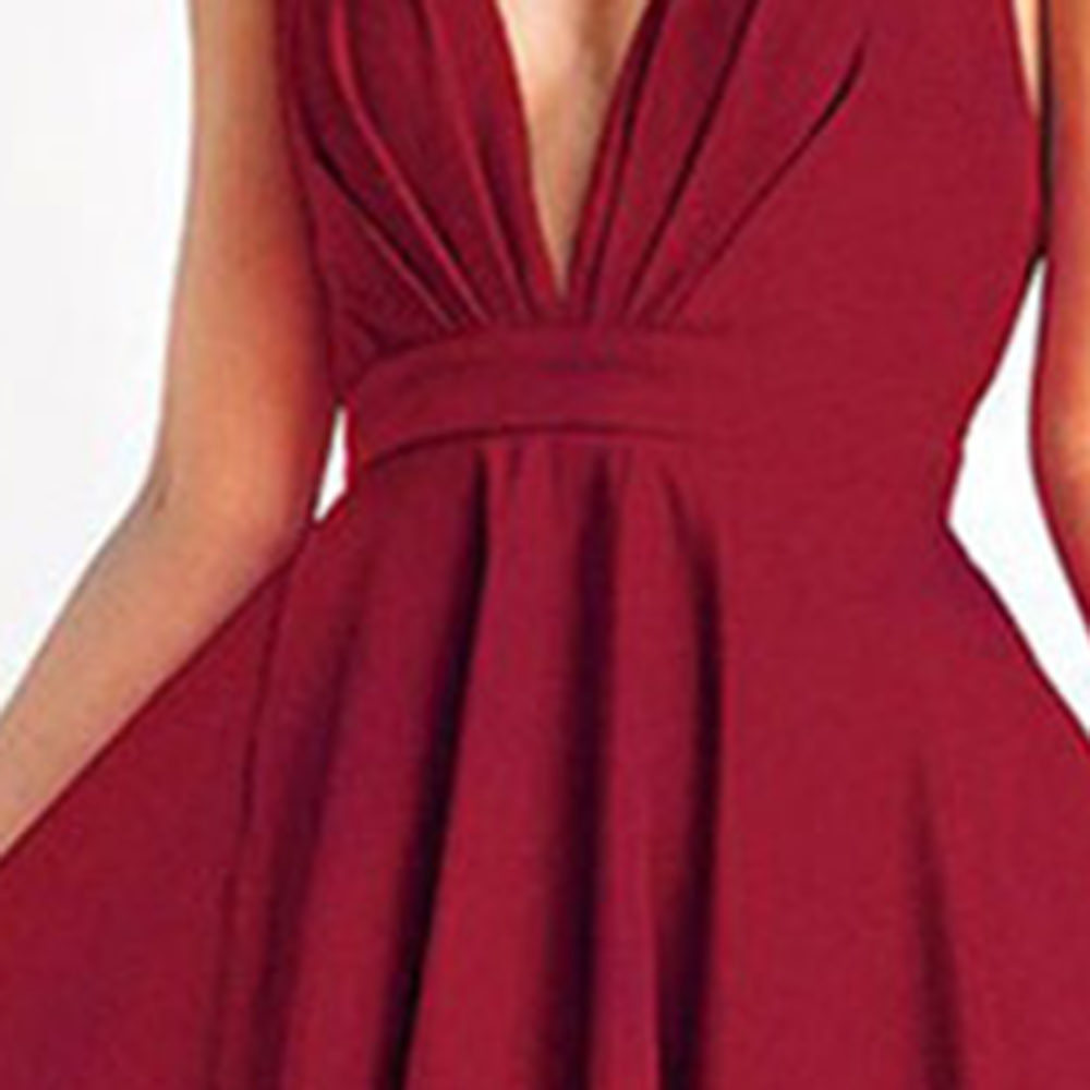 Asymmetric V-Neck Floor-Length Sleeveless Women's Maxi Dress