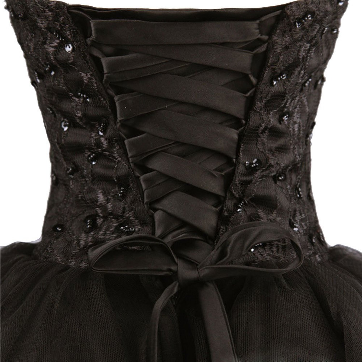 Sweetheart Lace Beading Hoco Dress Black Cocktail Dress