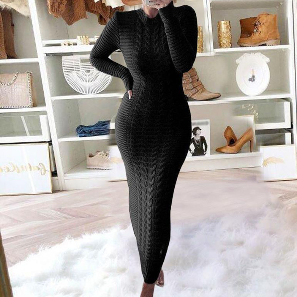 Long Sleeve Bodycon Ankle-Length Pullover Women's Dress