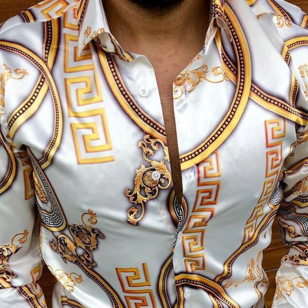 Lapel Color Block Fashion Button Single-Breasted Men's Shirt