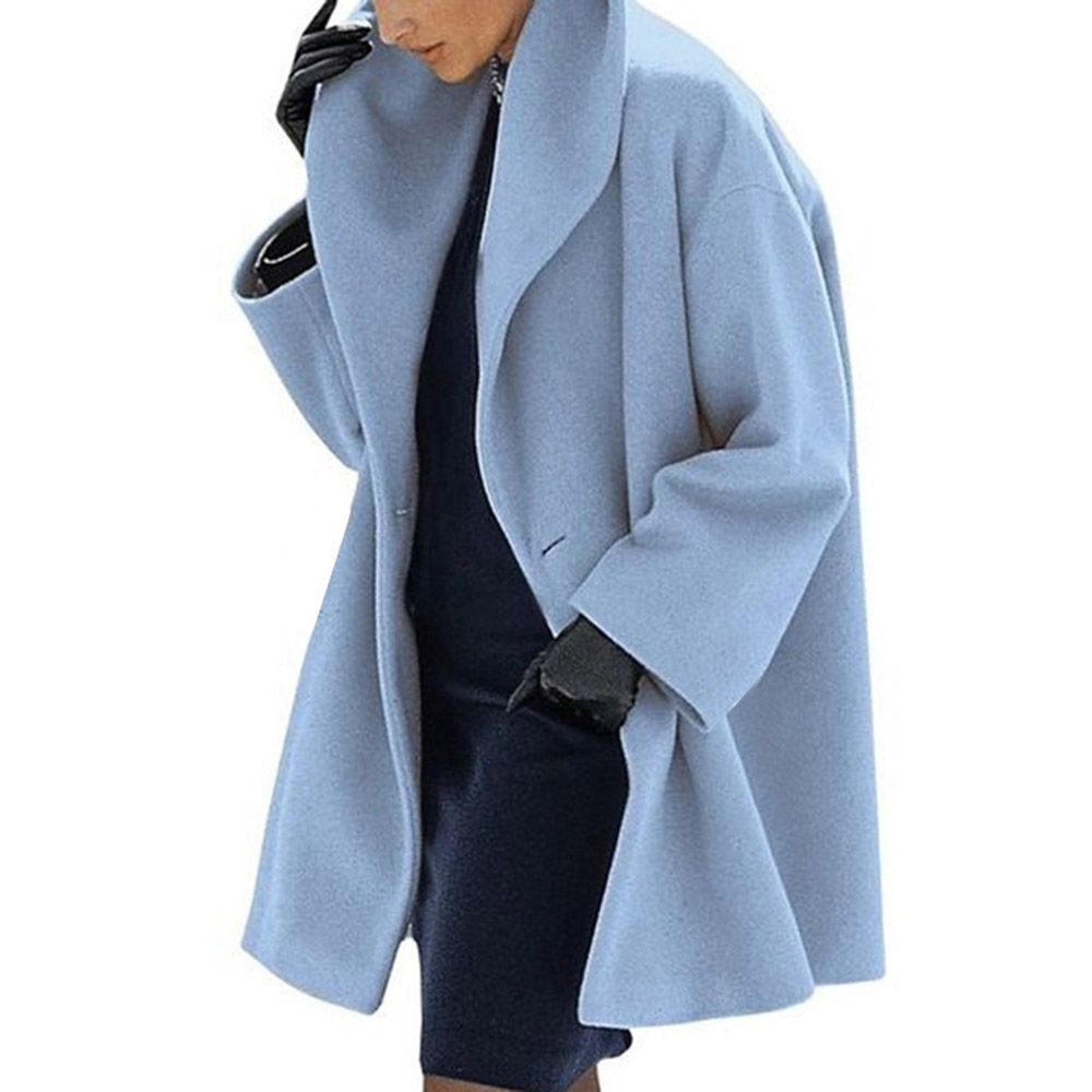 Loose One Button Button Mid-Length Women's Overcoat