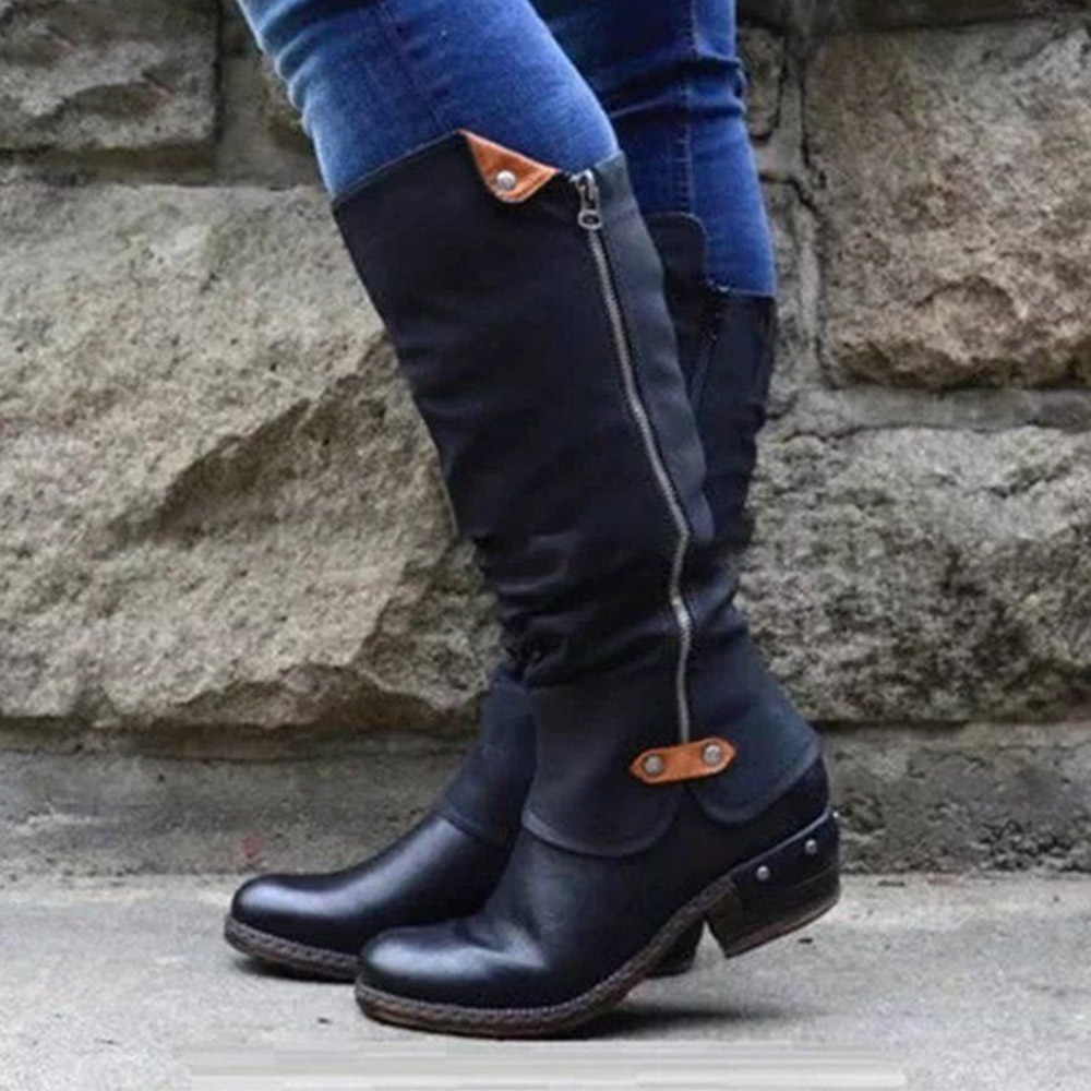 Side Zipper Plain Round Toe Professional Boots