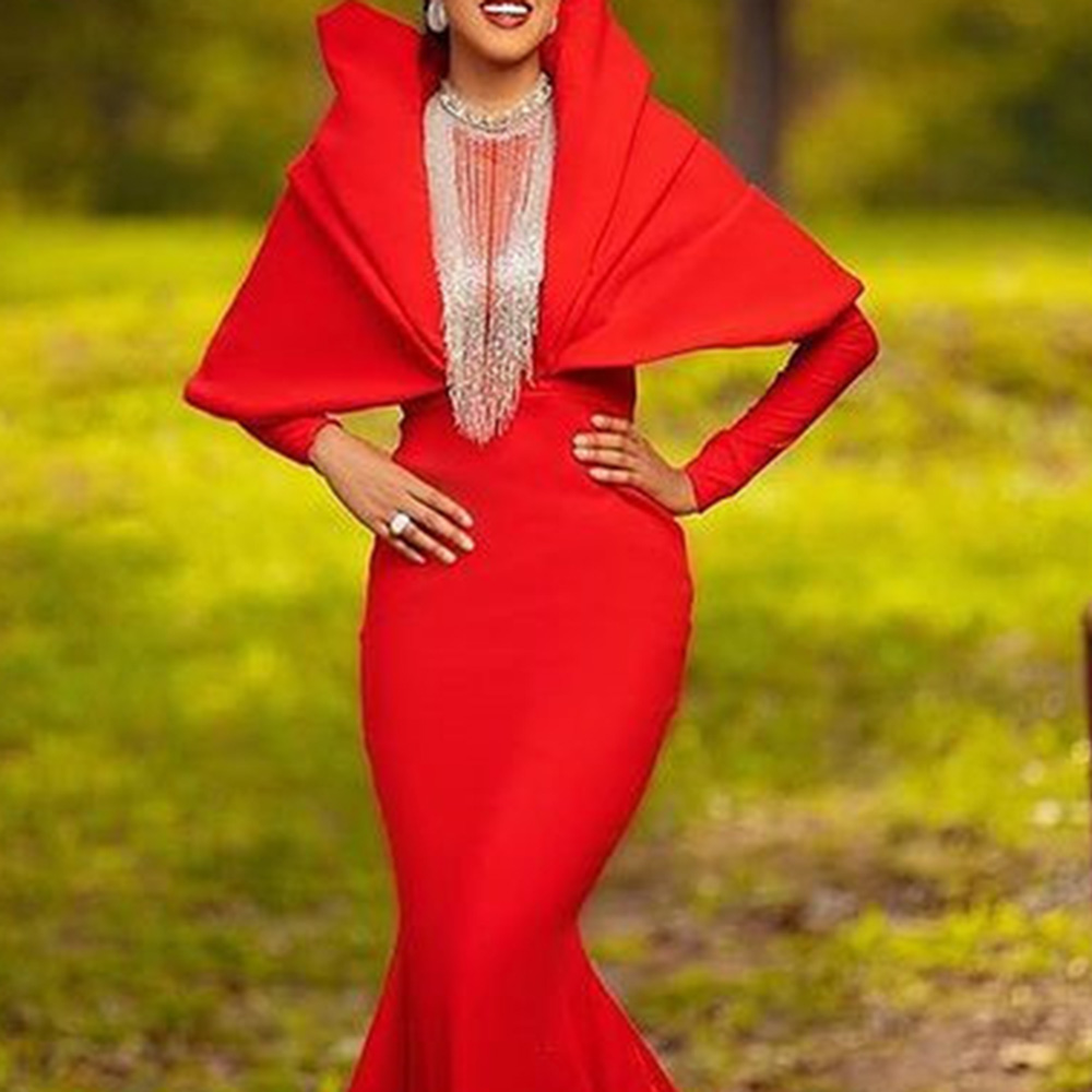 Ruffles Long Sleeves Floor-Length Mermaid Formal Evening Dress 2021