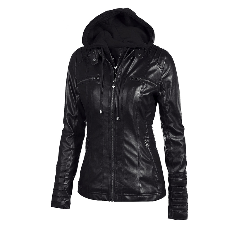 Plain Hooded Double-Layer Women's Jacket-