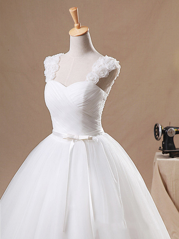 Bowknot Pleats Lace-Up Ball Gown Wedding Dress 2021