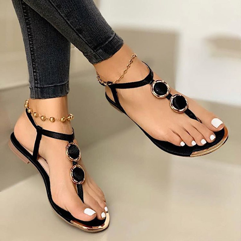 Slip-On Flat With Thong Hollow Sandals