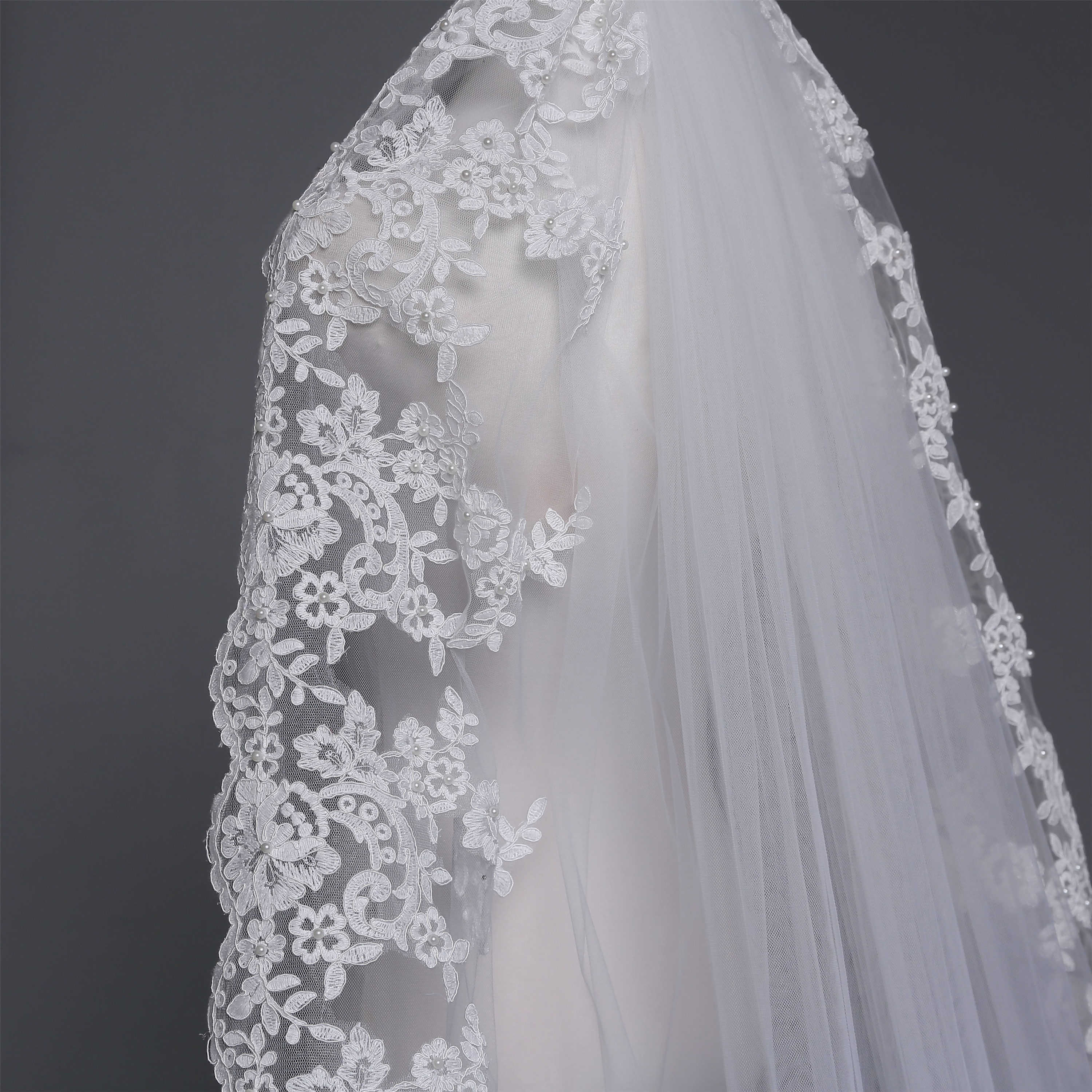 One-Layer Cathedral Applique Edge Wedding Veil