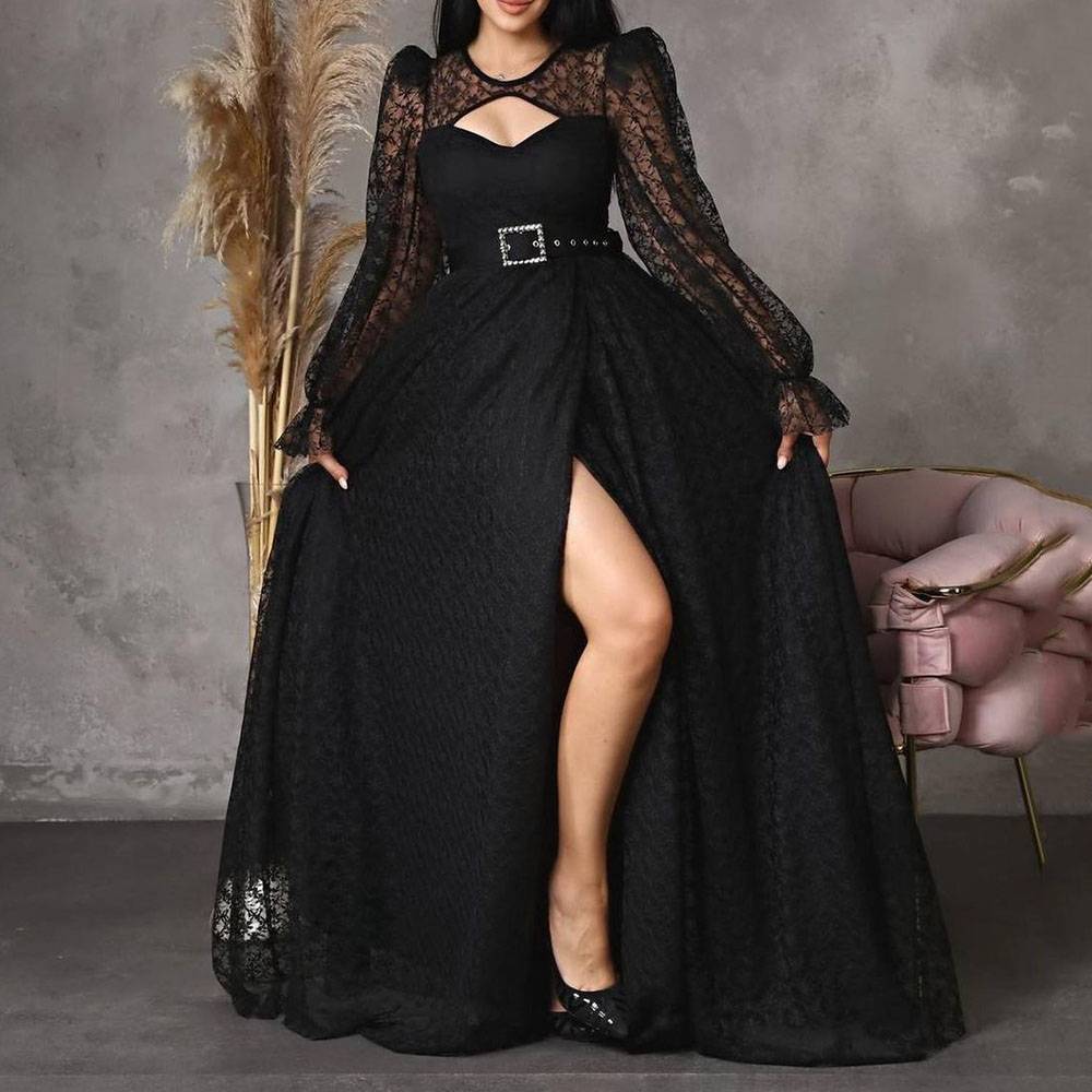 Long Sleeves A-Line Floor-Length Scoop Evening Dress 2022