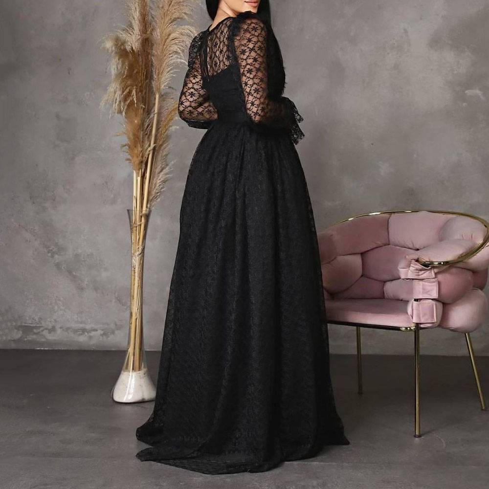 Long Sleeves A-Line Floor-Length Scoop Evening Dress 2022