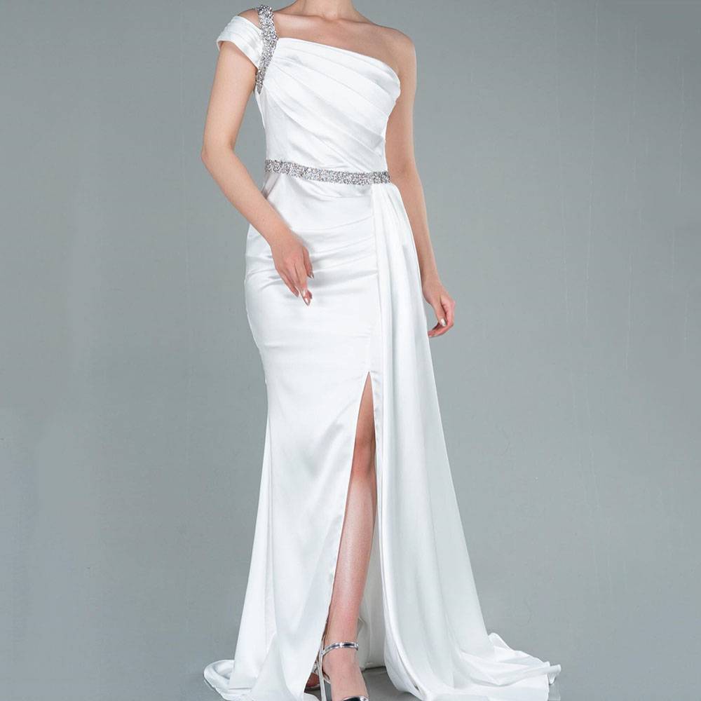 Floor-Length Trumpet One Shoulder Split-Front Formal Evening Dress 2022