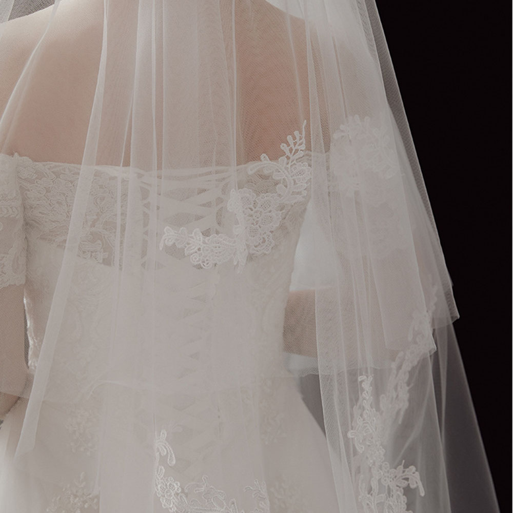 Elbow Wedding Veil with Appliques