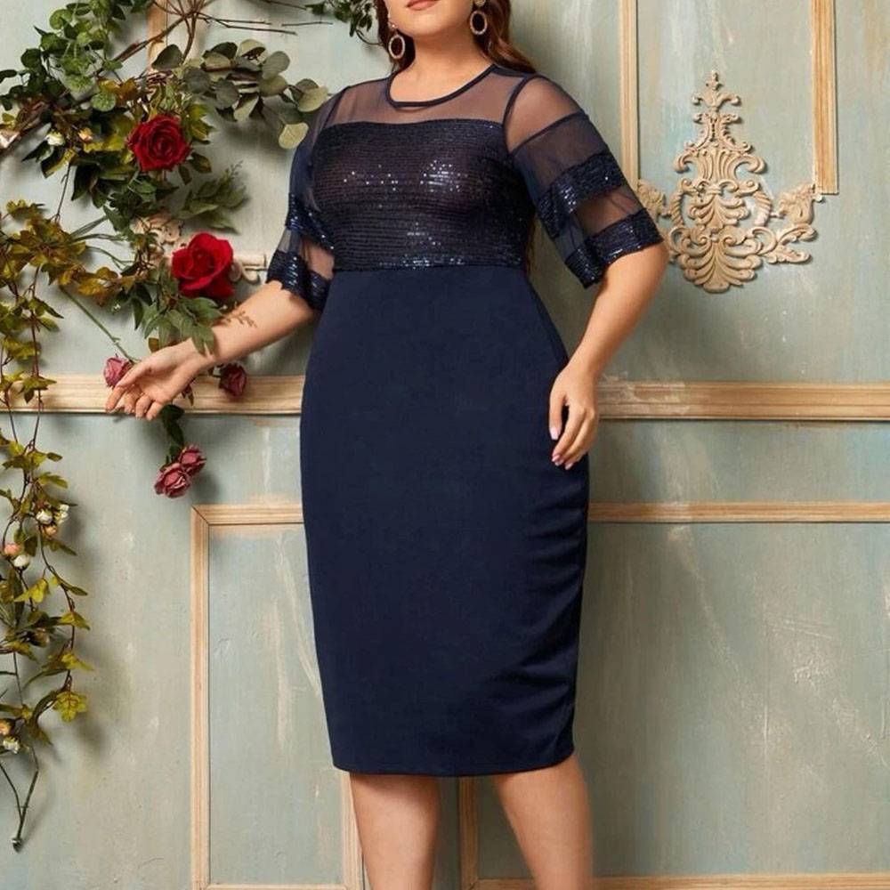 Scoop Tea-Length Sheath/Column Sequins Celebrity Dress 2022