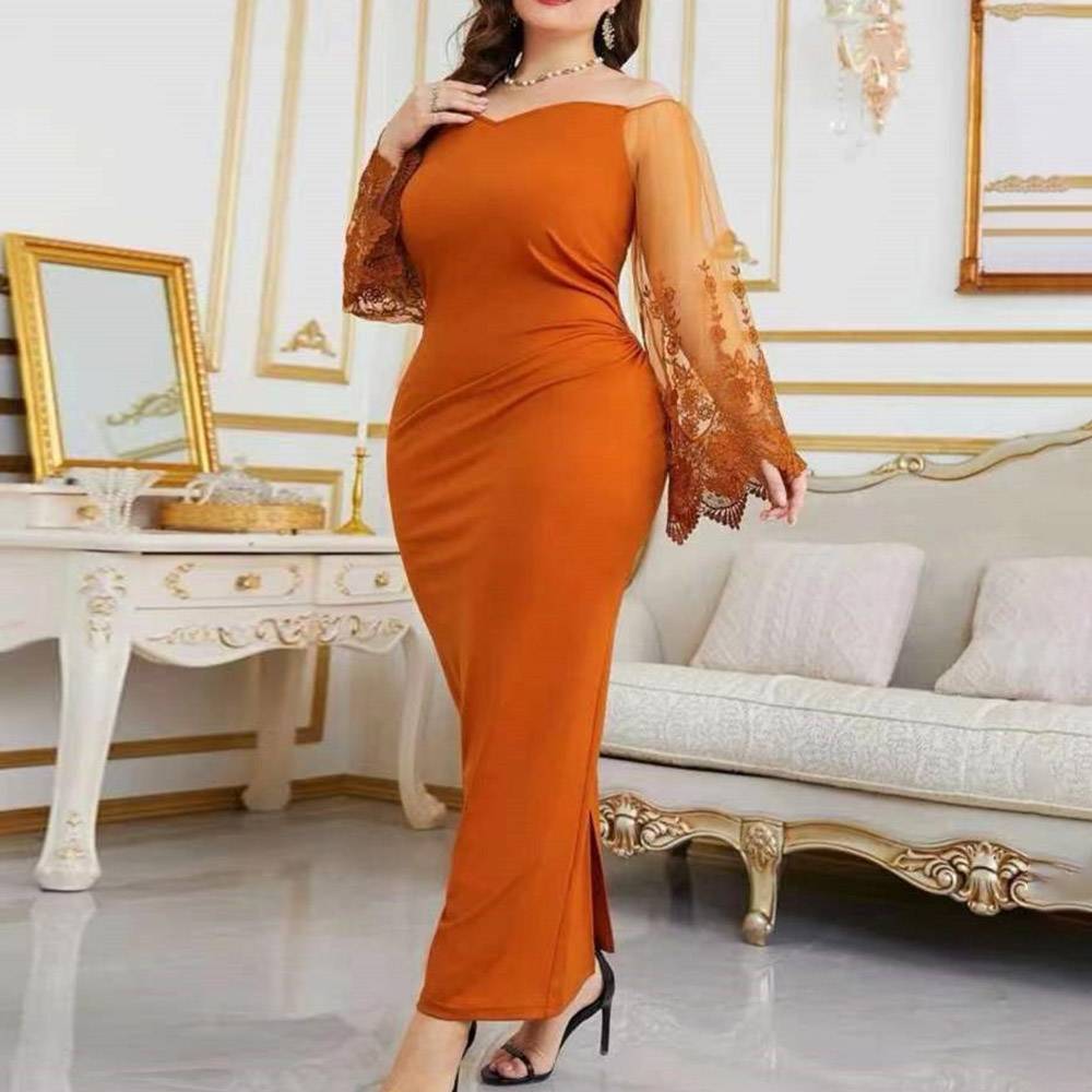 Long Sleeves Ankle-Length Split-Front Sheath/Column Celebrity Dress 2022