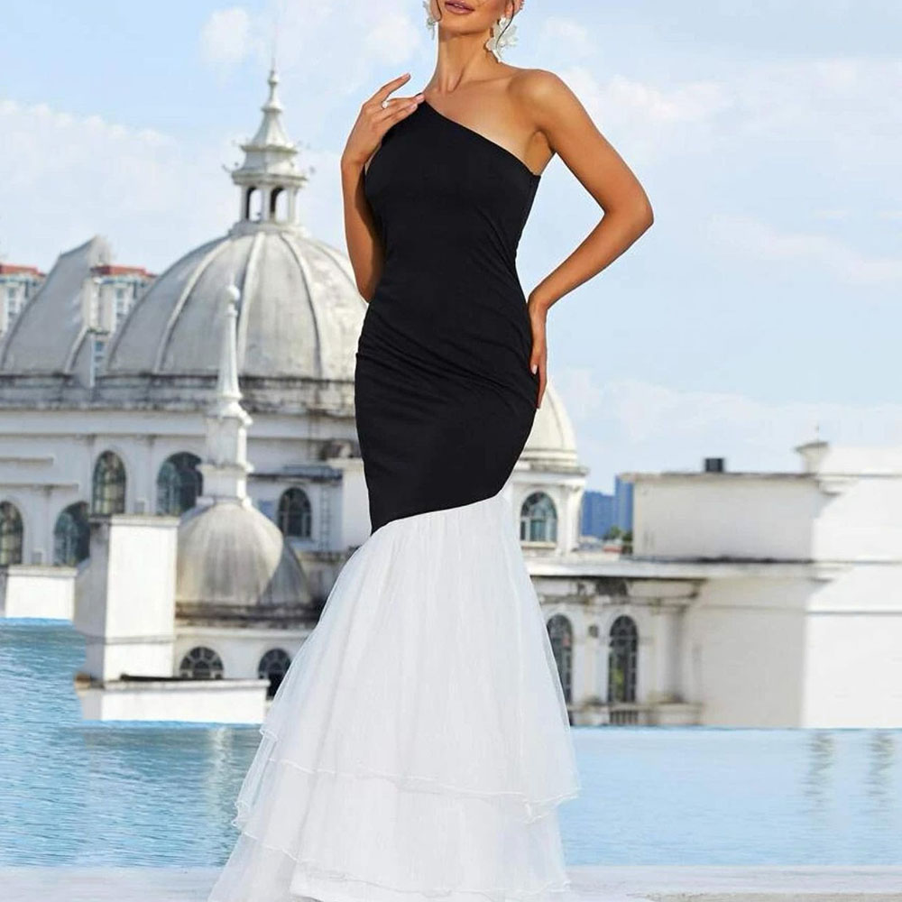 One Shoulder Trumpet/Mermaid Sleeveless Floor-Length Graduation Dress 2022