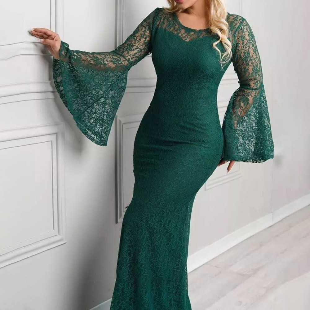 Ruffles Scoop Trumpet/Mermaid Long Sleeves Formal Dress 2022