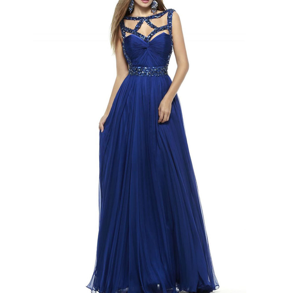 Floor-Length Sequins Sleeveless A-Line Evening Dress 2022