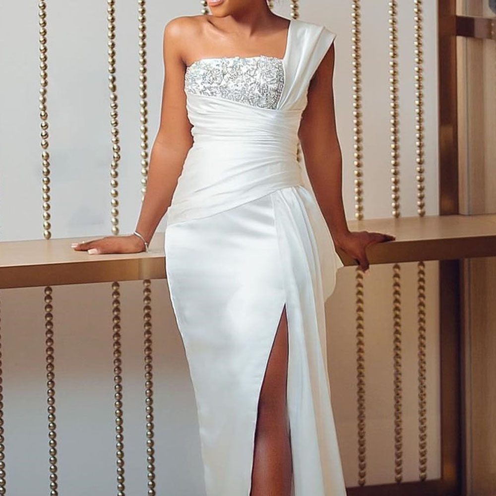 Sleeveless Split-Front Floor-Length Trumpet Formal Dress 2022