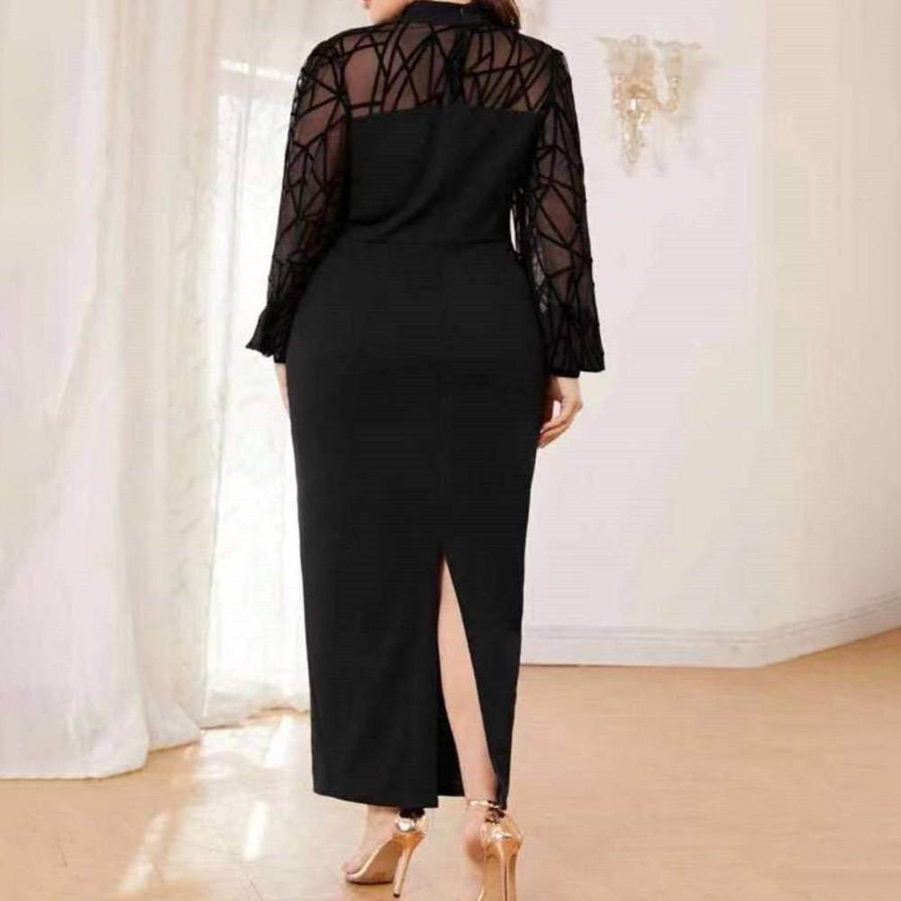 High Neck Split-Front Long Sleeves Sheath/Column Celebrity Dress 2022