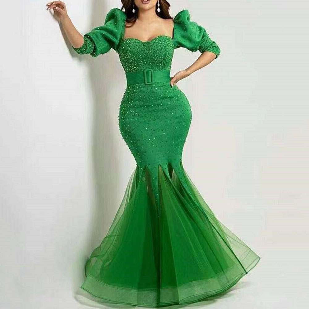 Floor-Length Mermaid Square Empire Evening Dress 2022