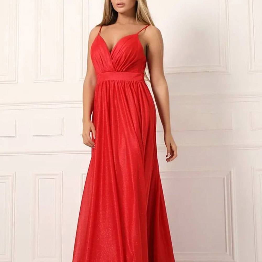 A-Line Floor-Length V-Neck Formal Dress 2022