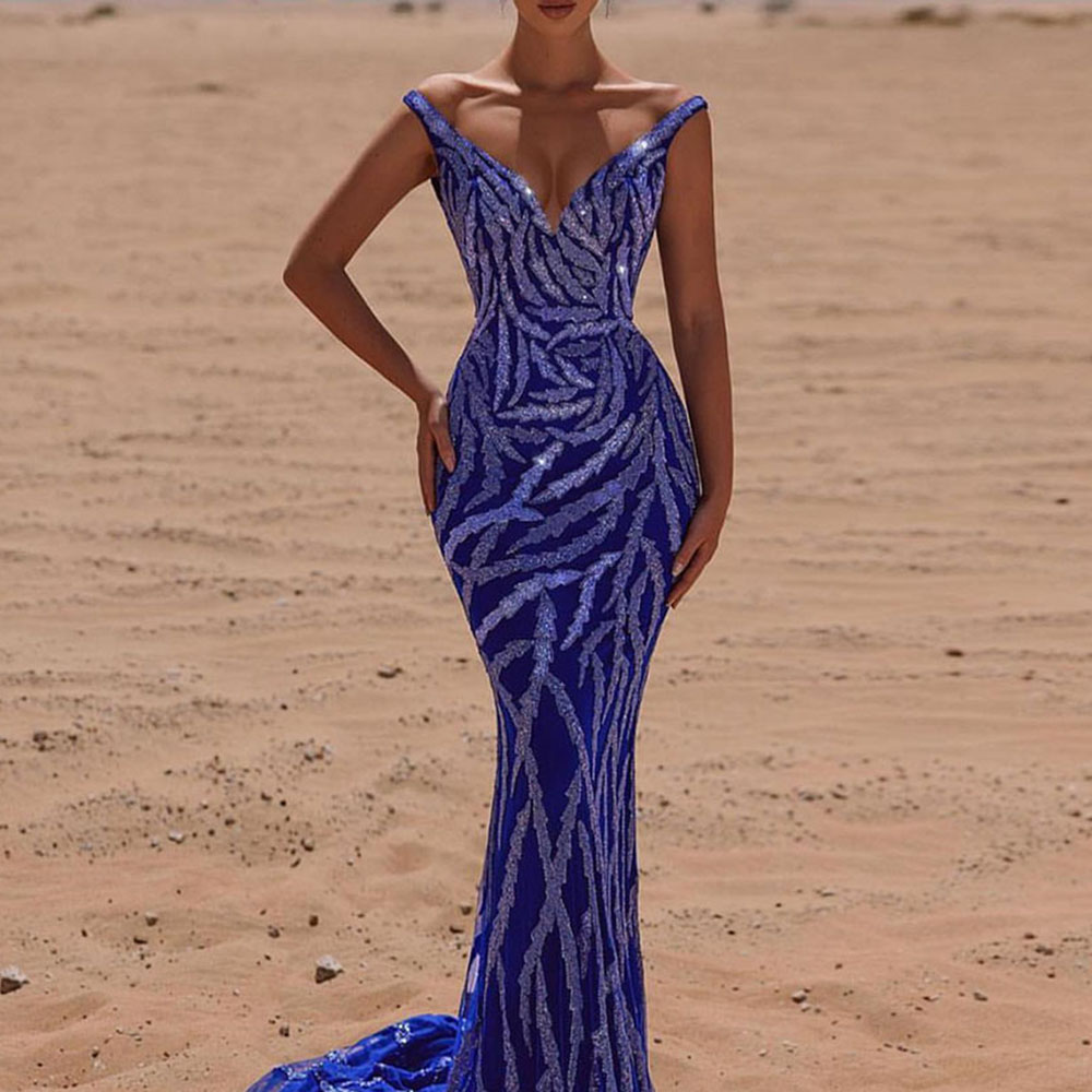 Empire V-Neck Trumpet Floor-Length Formal Evening Dress 2022