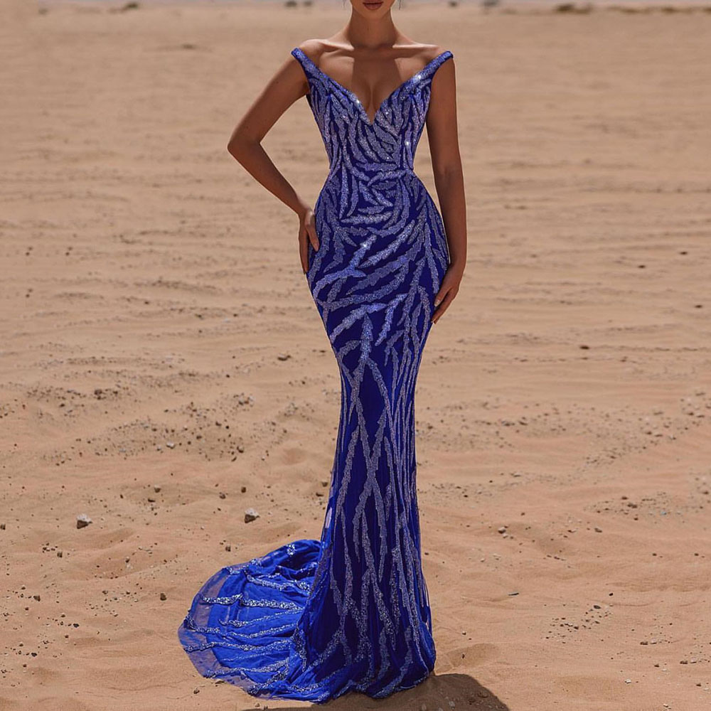 Empire V-Neck Trumpet Floor-Length Formal Evening Dress 2022