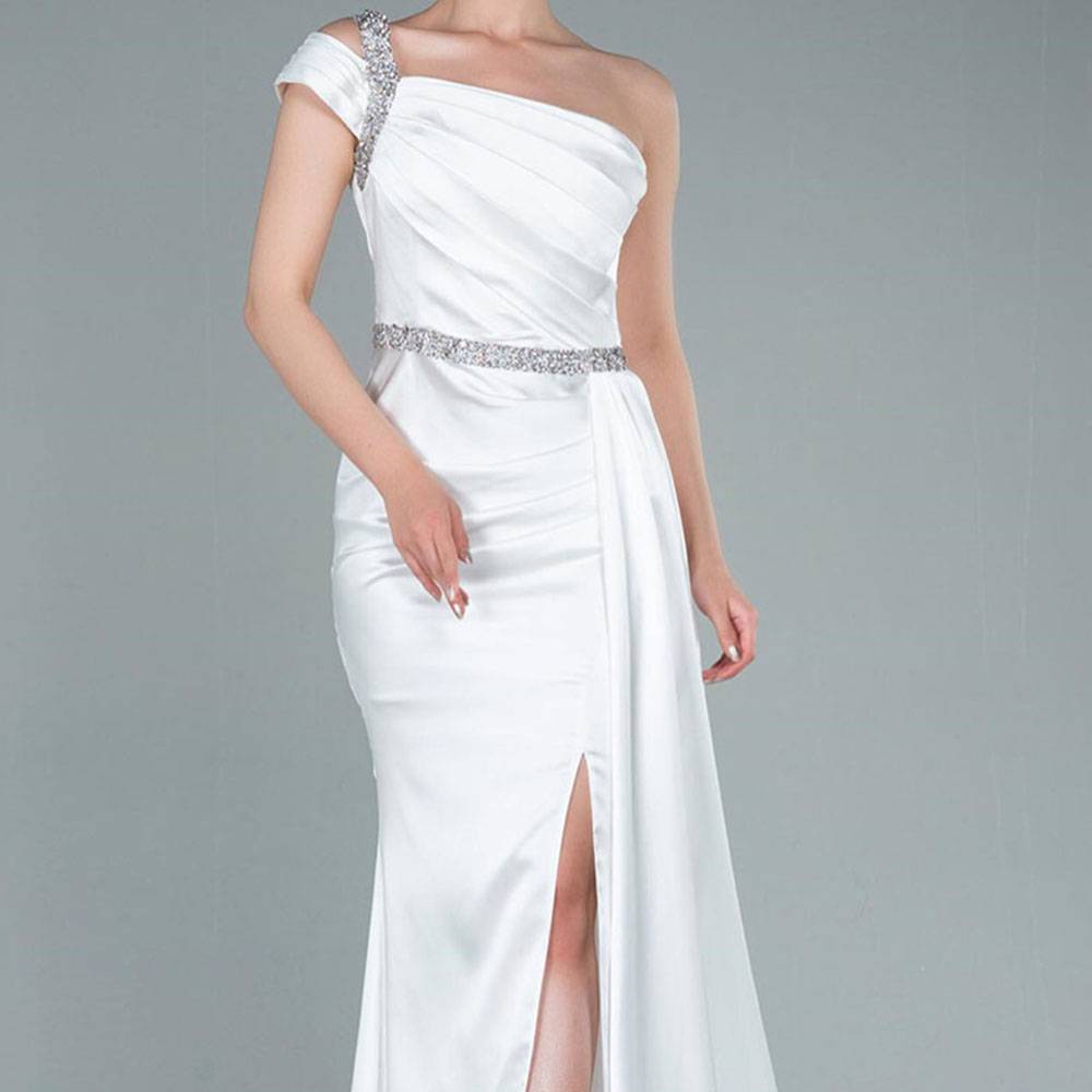 Floor-Length Trumpet One Shoulder Split-Front Formal Evening Dress 2022