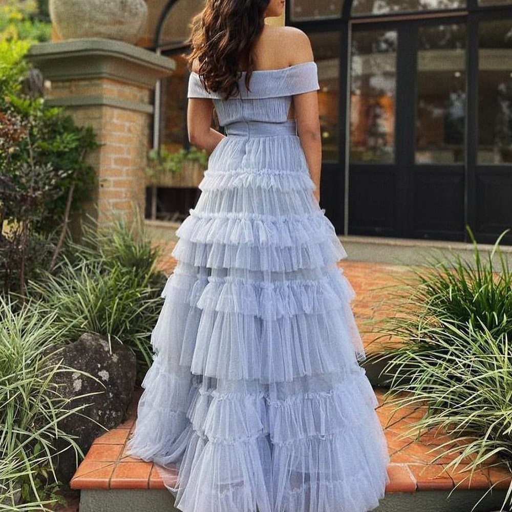 Off-The-Shoulder Floor-Length A-Line Pleats Formal Prom Dress 2022