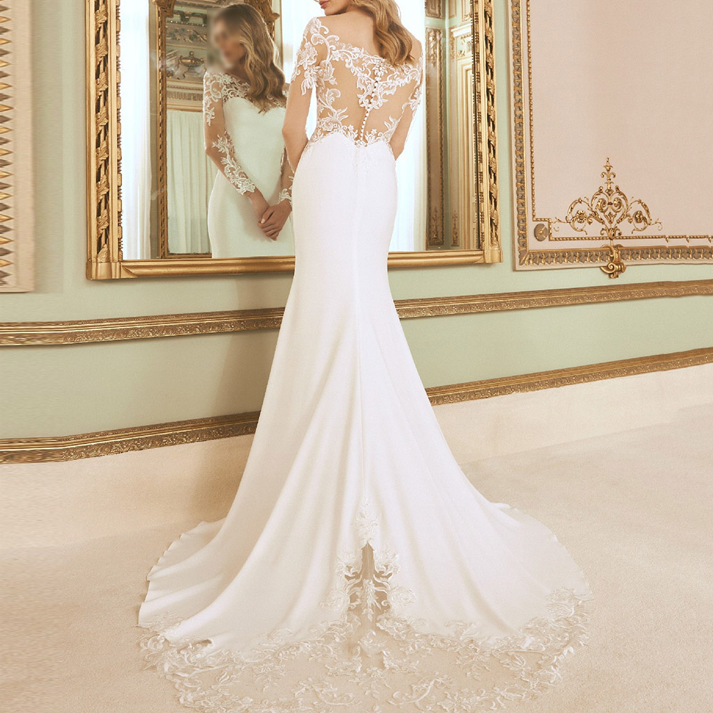 Lace Off-The-Shoulder Floor-Length Trumpet Hall Wedding Dress 2022
