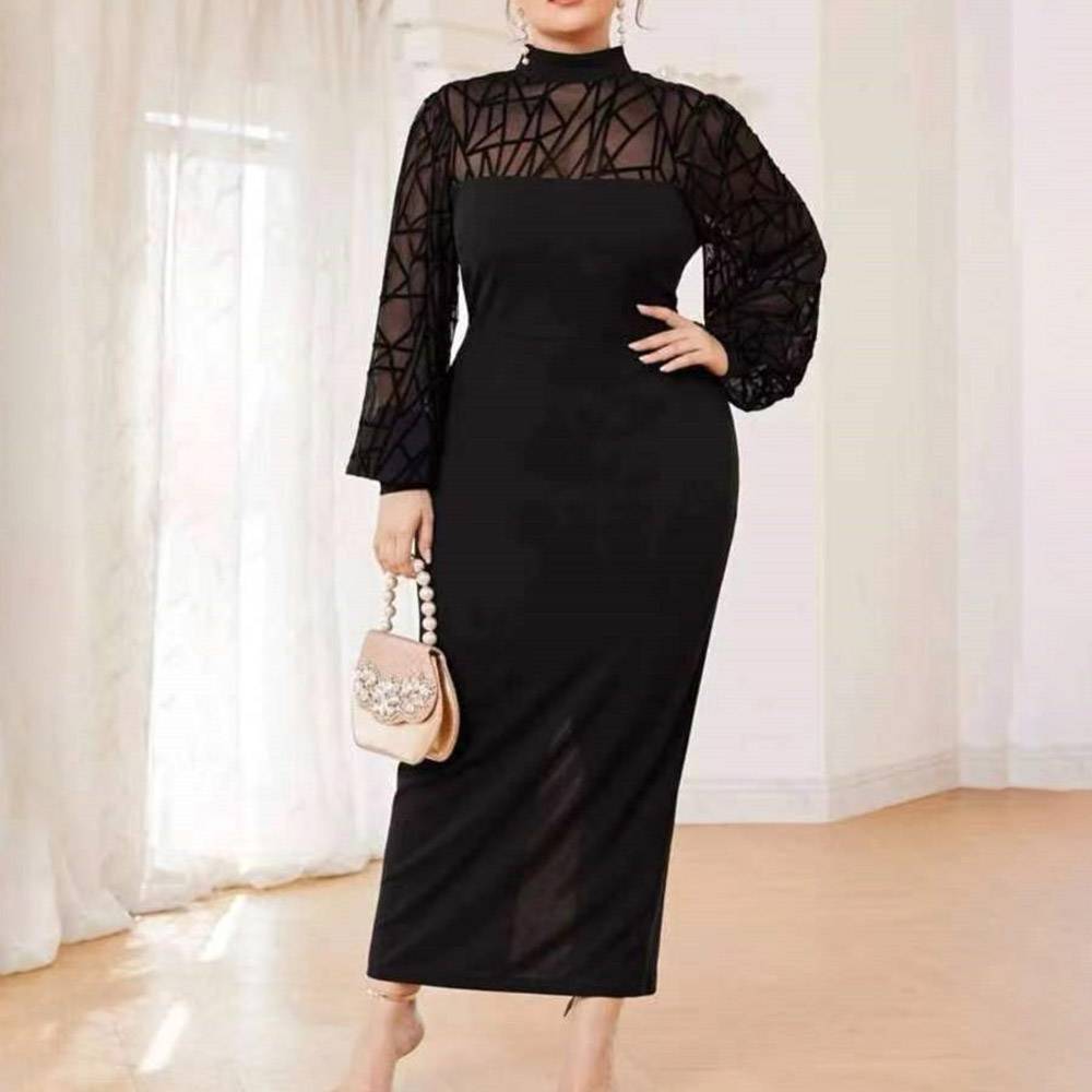 High Neck Split-Front Long Sleeves Sheath/Column Celebrity Dress 2022