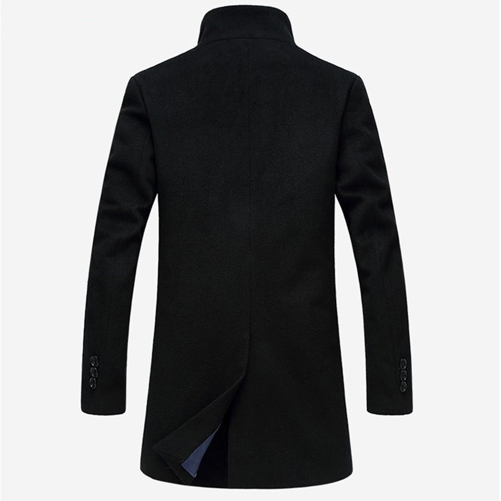 Western Plain Mid-Length Stand Collar Slim Men's Coat