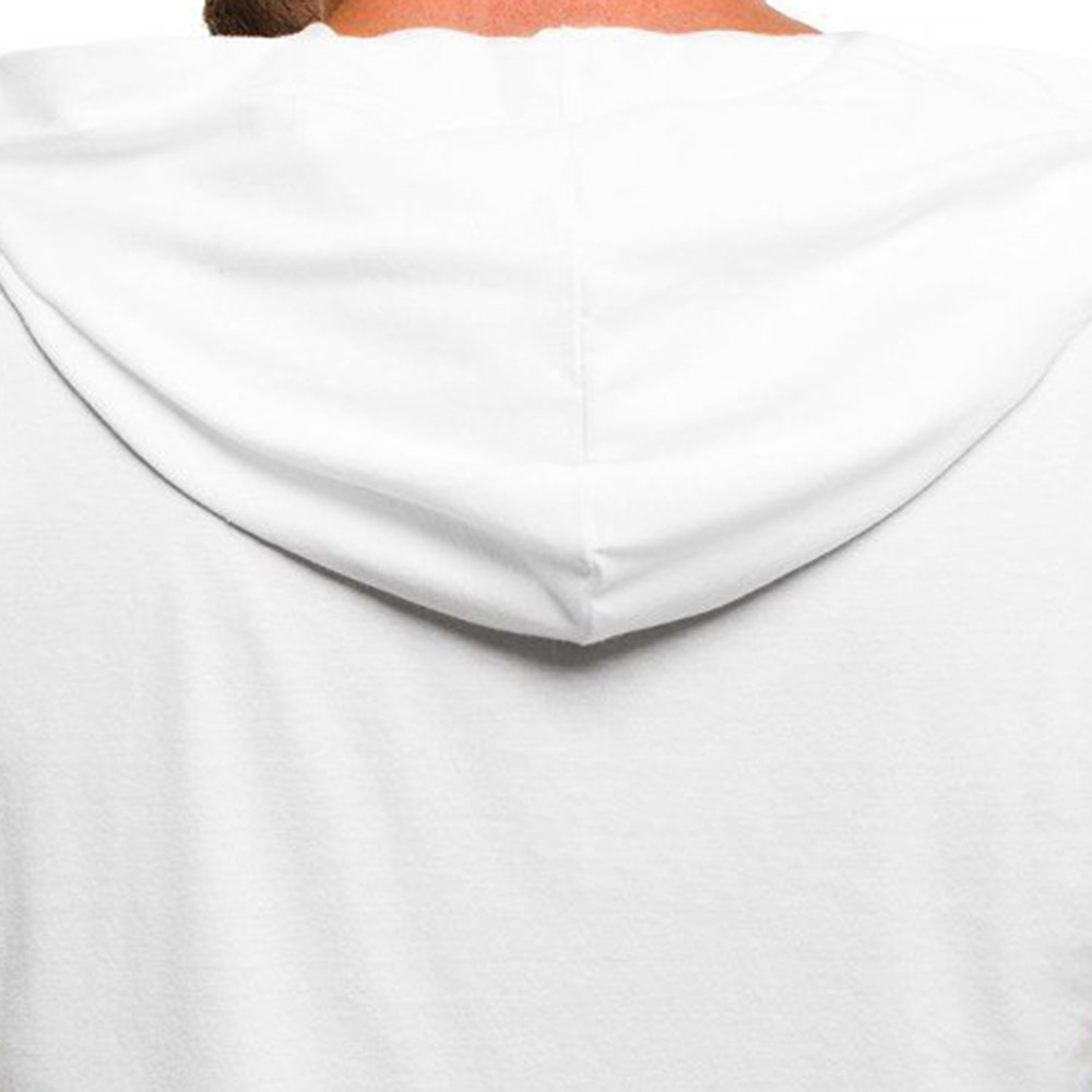 Summer Hole Hooded Asymmetric Camouflage Print Pleated Short Sleeve Slim Men's T-shirt