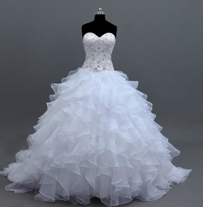 Beaded Bodice Cascading Lace-Up Ruffles Ball Gown Wedding Dress-www ...