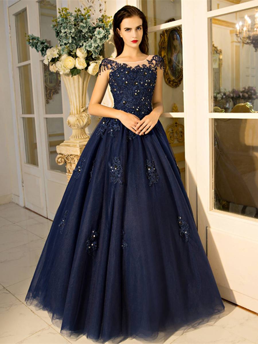 Cap Sleeves Beading Lace Quinceanera Dress