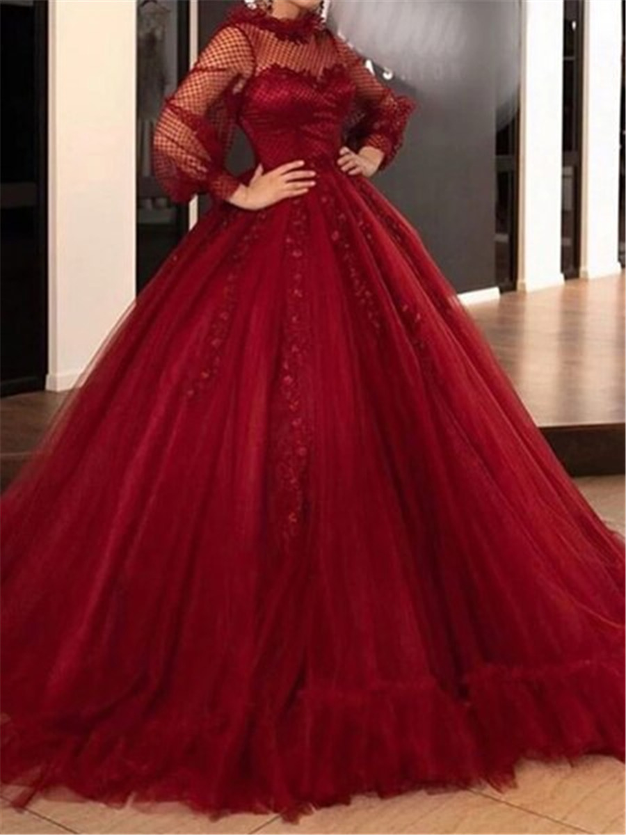 Floor-Length Ball Gown High Neck Wedding Guest Dress Formal Dress 2020