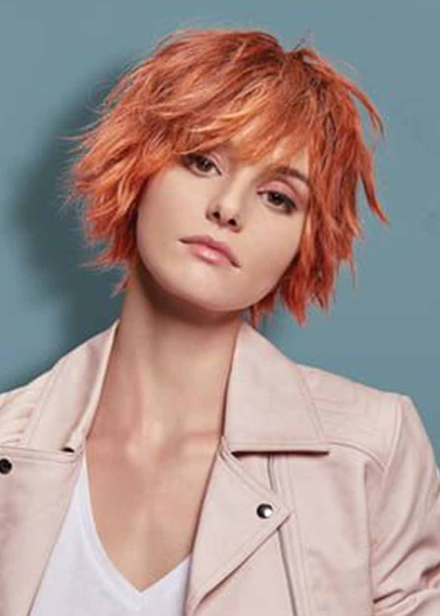 Women's Short Shaggy Hairstyles Layered Synthetic Hair Capless 130% Wigs 10 Inches