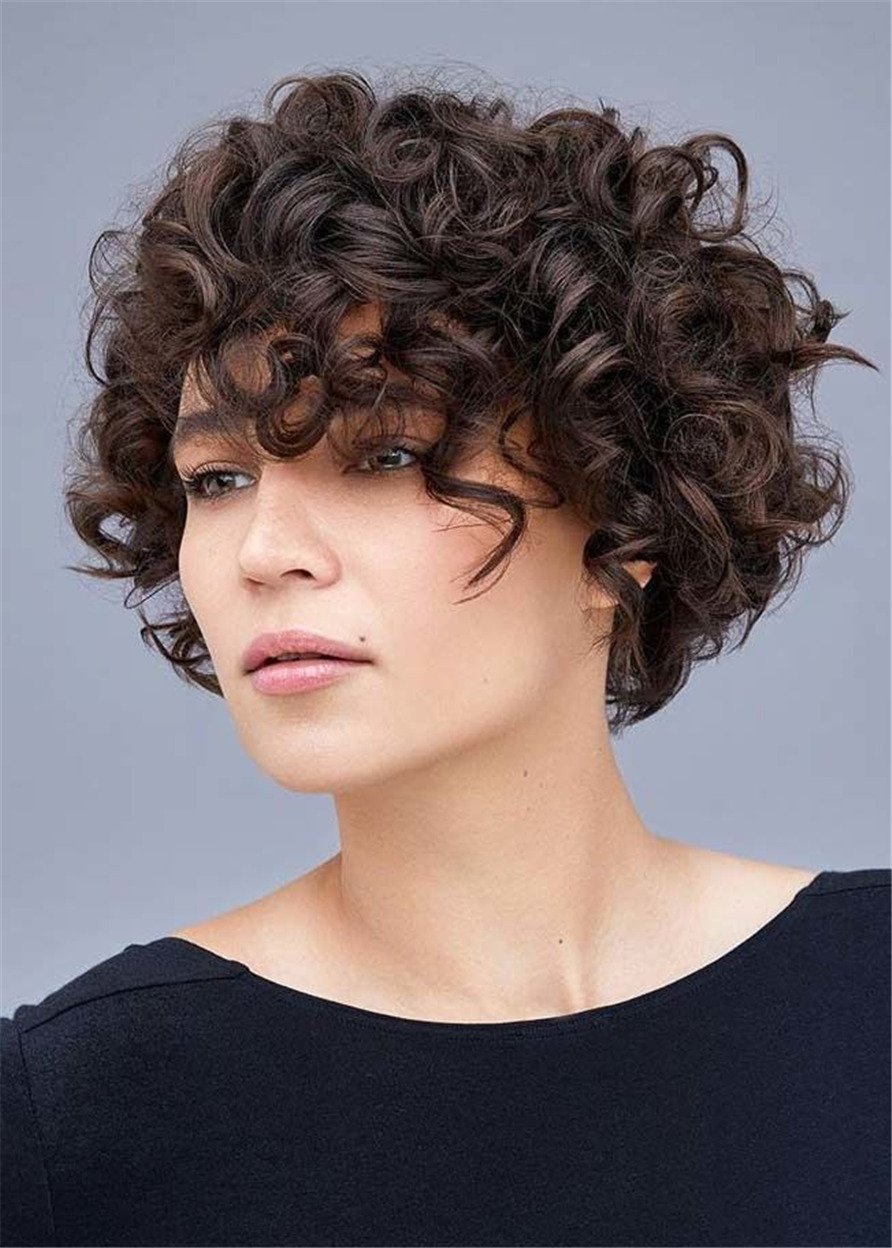 Layered Bob Hairstyles Synthetic Curly Hair Capless 130% 12 Inches Wigs