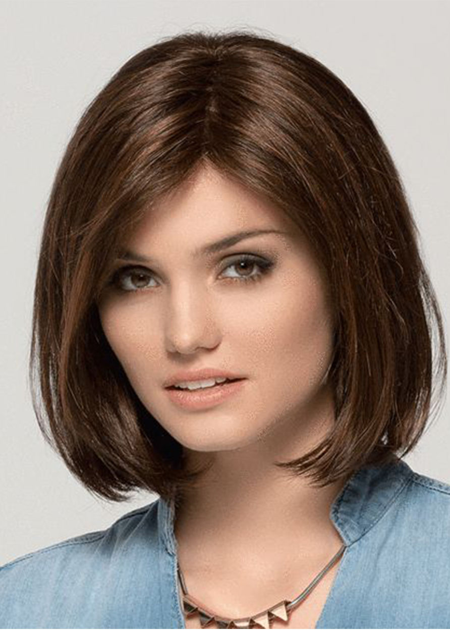 Medium Bob Hairstyles Length Women Natural Synthetic Hair Capless Wigs 14Inches
