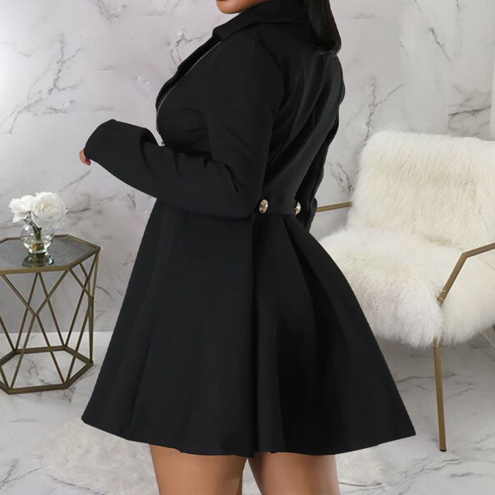 Long Sleeve Lapel Above Knee Fashion Women's Dress