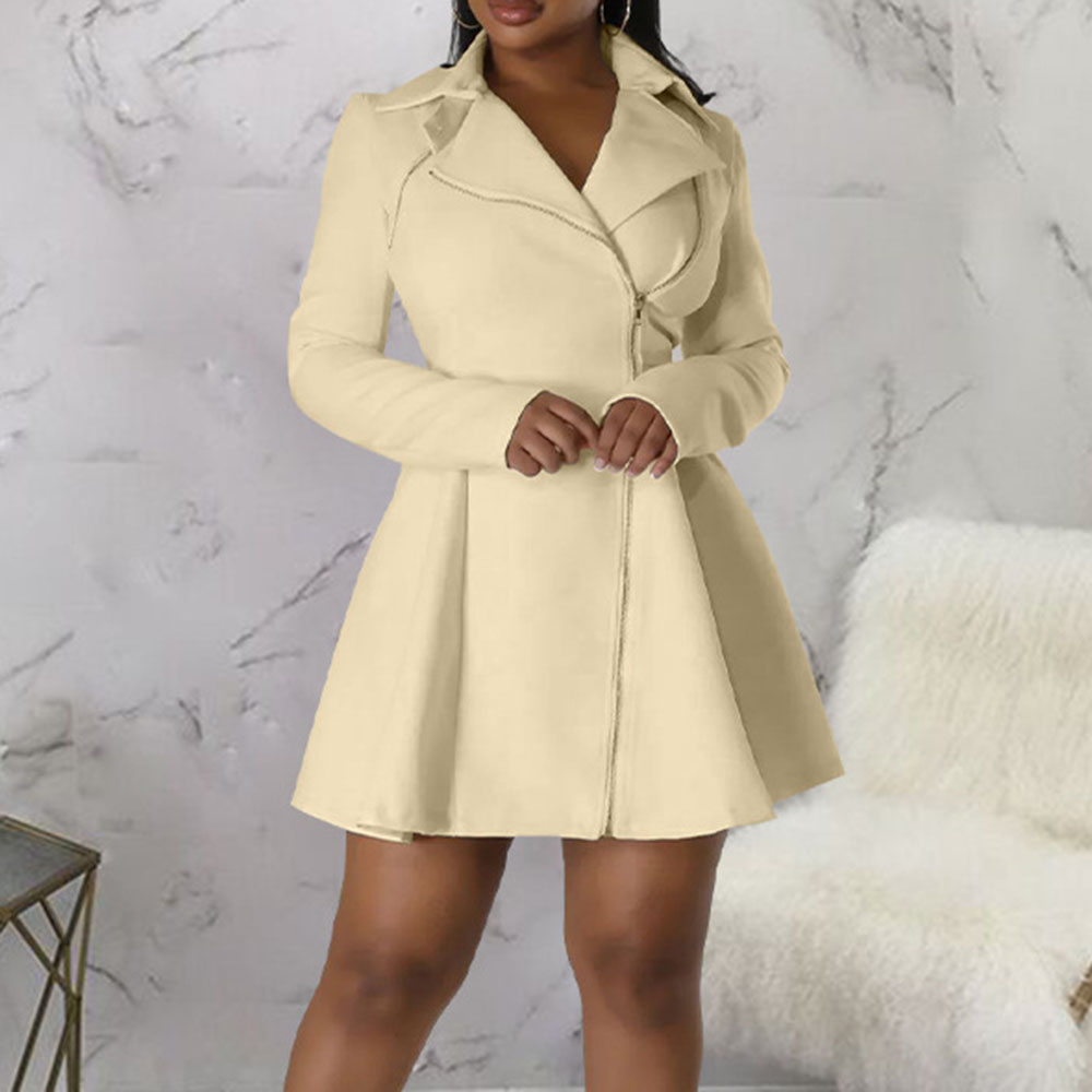 Long Sleeve Lapel Above Knee Fashion Women's Dress