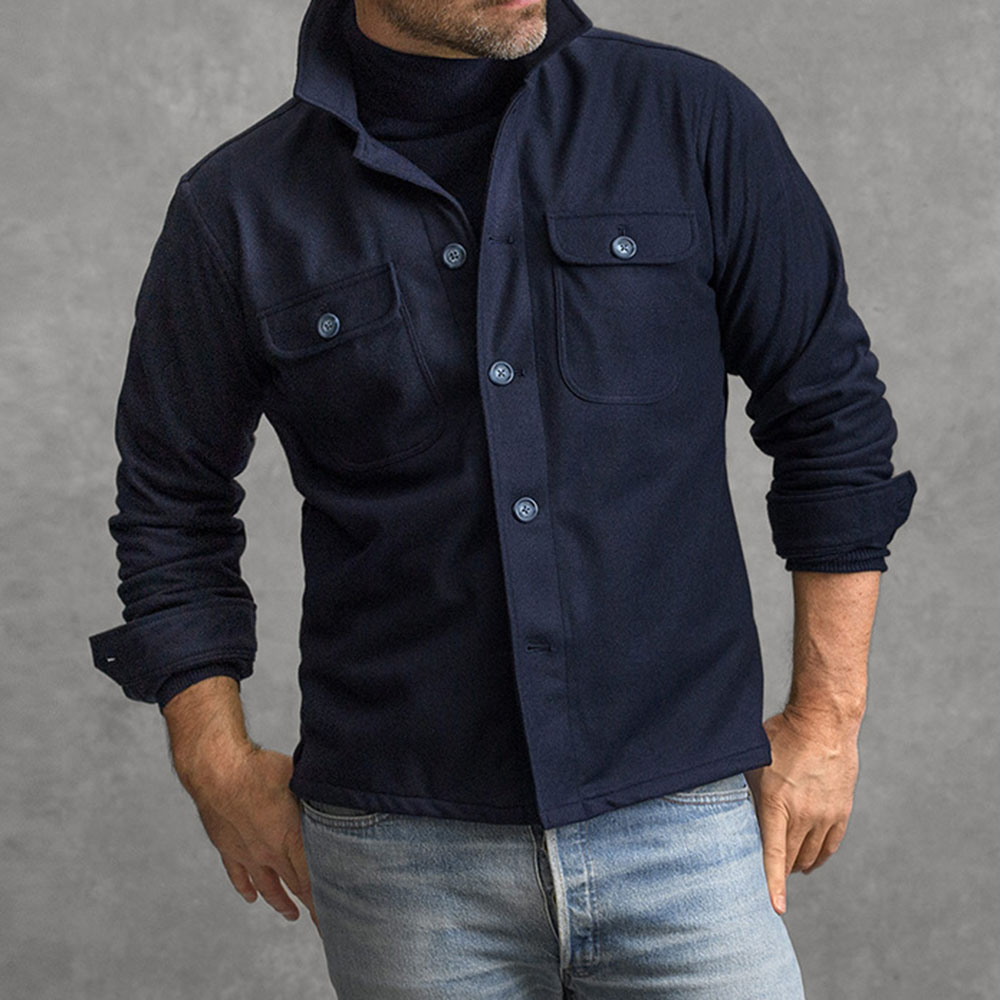 Plain Pocket Lapel Single-Breasted Long Sleeves	Men's Jacket