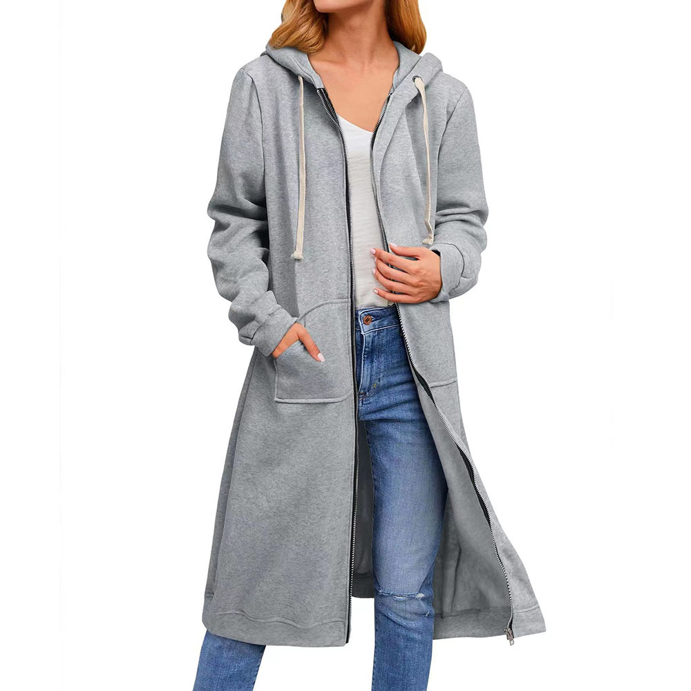 Straight Zipper Long Sleeve Hooded Women's Jacket