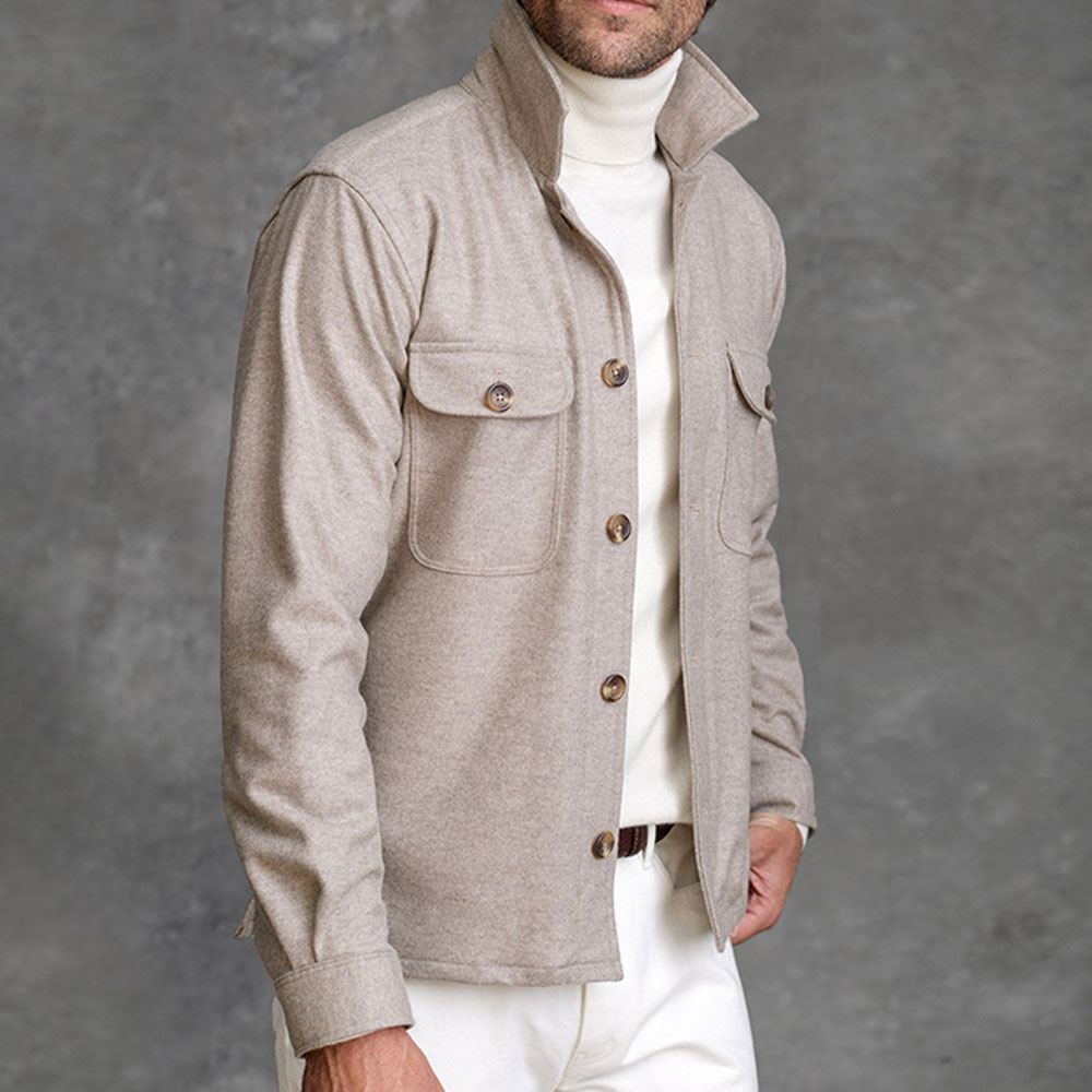 Plain Pocket Lapel Single-Breasted Long Sleeves	Men's Jacket