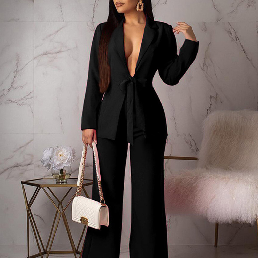 Blazer Bowknot Sexy Full Length Women's Suit
